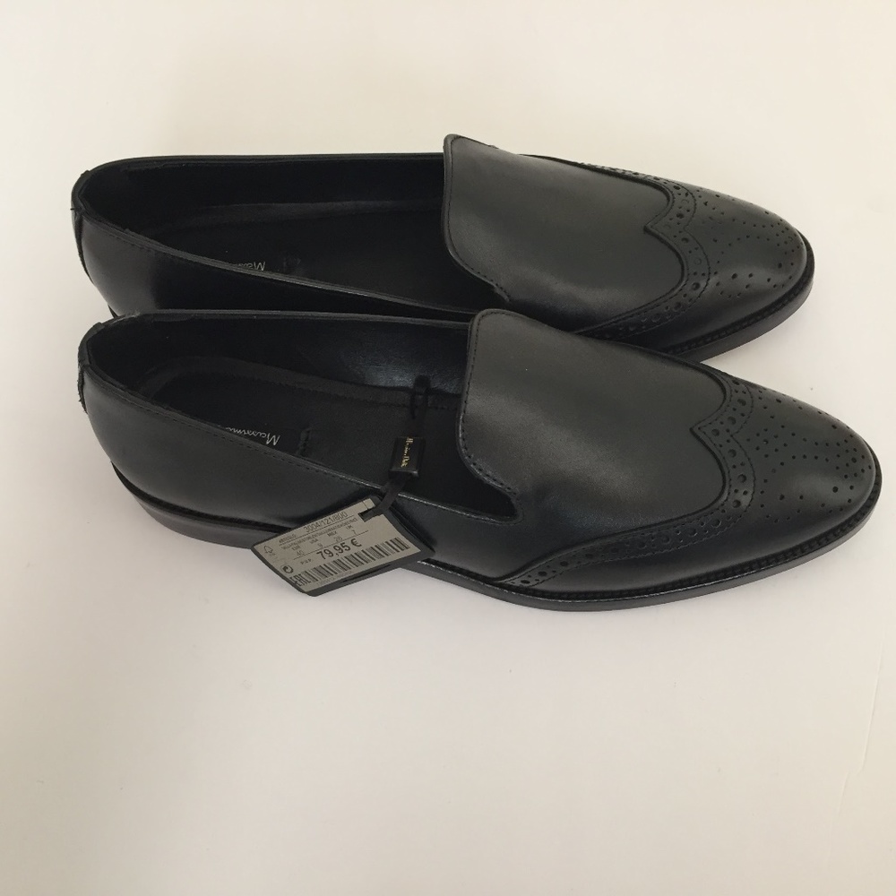 ‼️NEW‼️Massimo Dutti:Black Leather Slip on Loafers